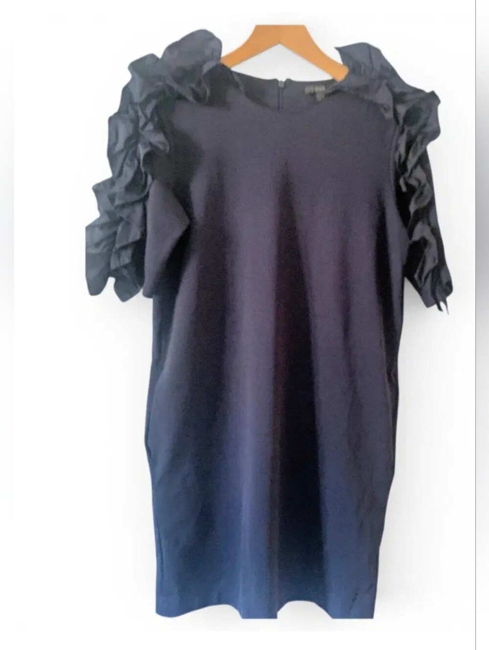 COS Navy Ruffle Sleeve Shift Dress